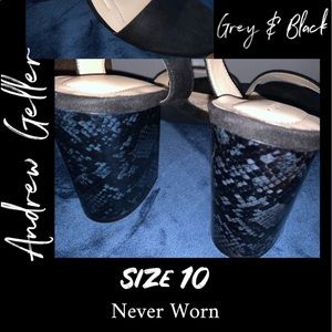 Grey & Black Snake Skin Print Heels